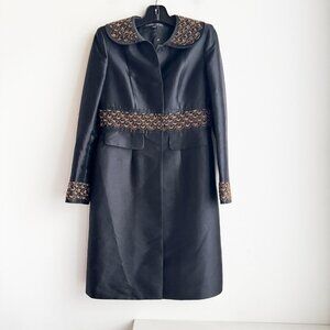 Albert Nipon Wool Silk Blend Beaded Detail Knee Lenght Evening Jacket 4